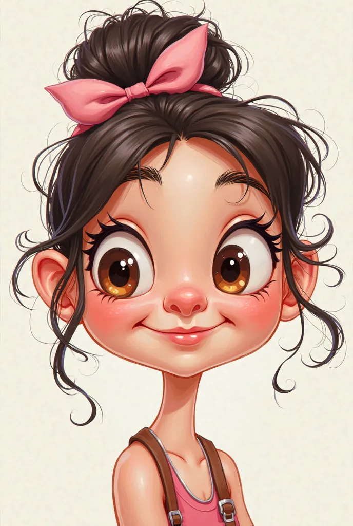 
a close up of a cartoon character with a pink ribbon, cartoon style illustration, in cartoon style, in style of digital illustration, caricatural