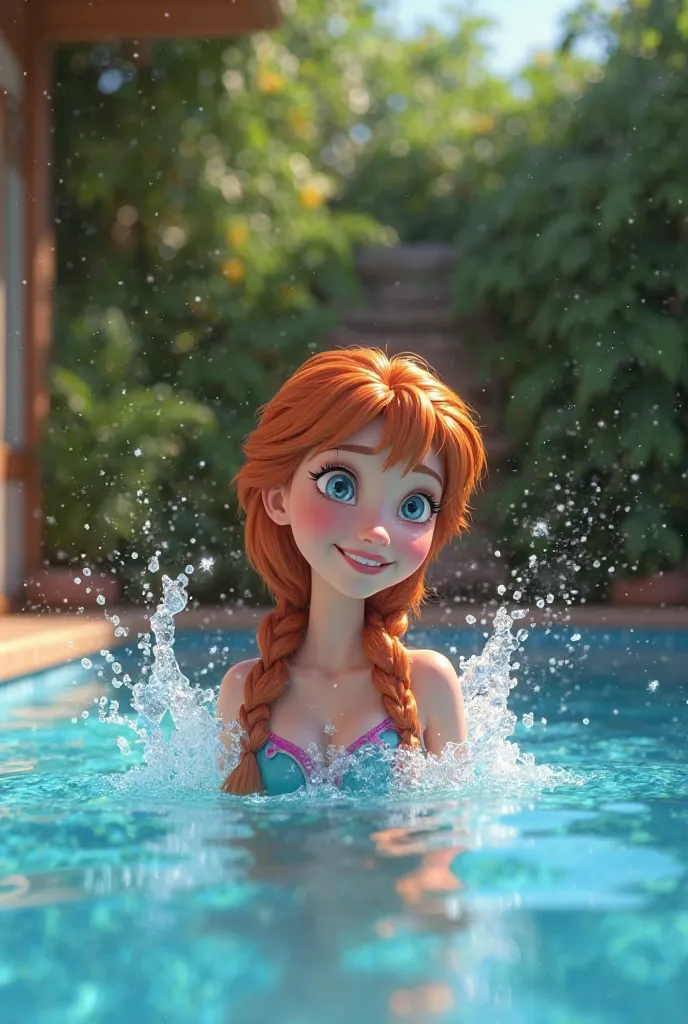 Ana Elsa's sister at the pool