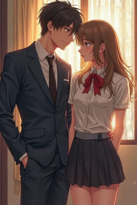 1 girl falls in her lap 1 handsome rich talented college girl in uniform unbuttoned miniskirt crying her beautiful body hot girl attracts rich student he looks handsome but already has a girlfriend and has no affection for her