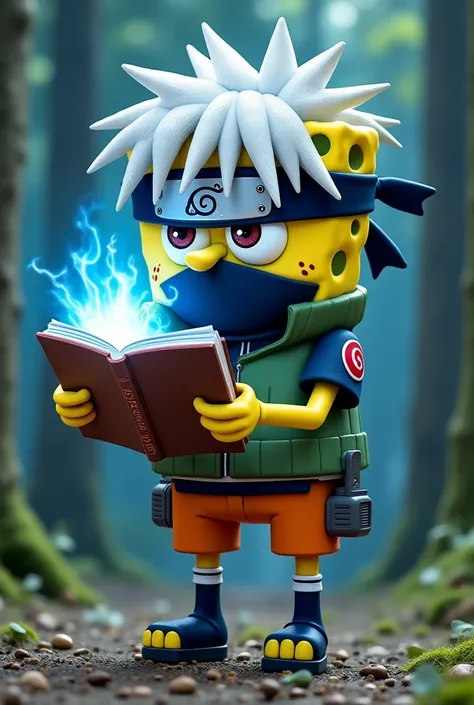  "A version of SpongeBob looking like Kakashi Hatake. He has the body of a yellow sponge and wears a ninja mask covering the lower part of your face, with disordered silver hair. He wears a ninja bandana with the Konoha symbol and a combat vest. SpongeBob ...