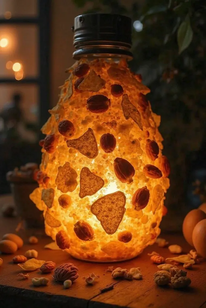 A lantern made of nuts and chips 