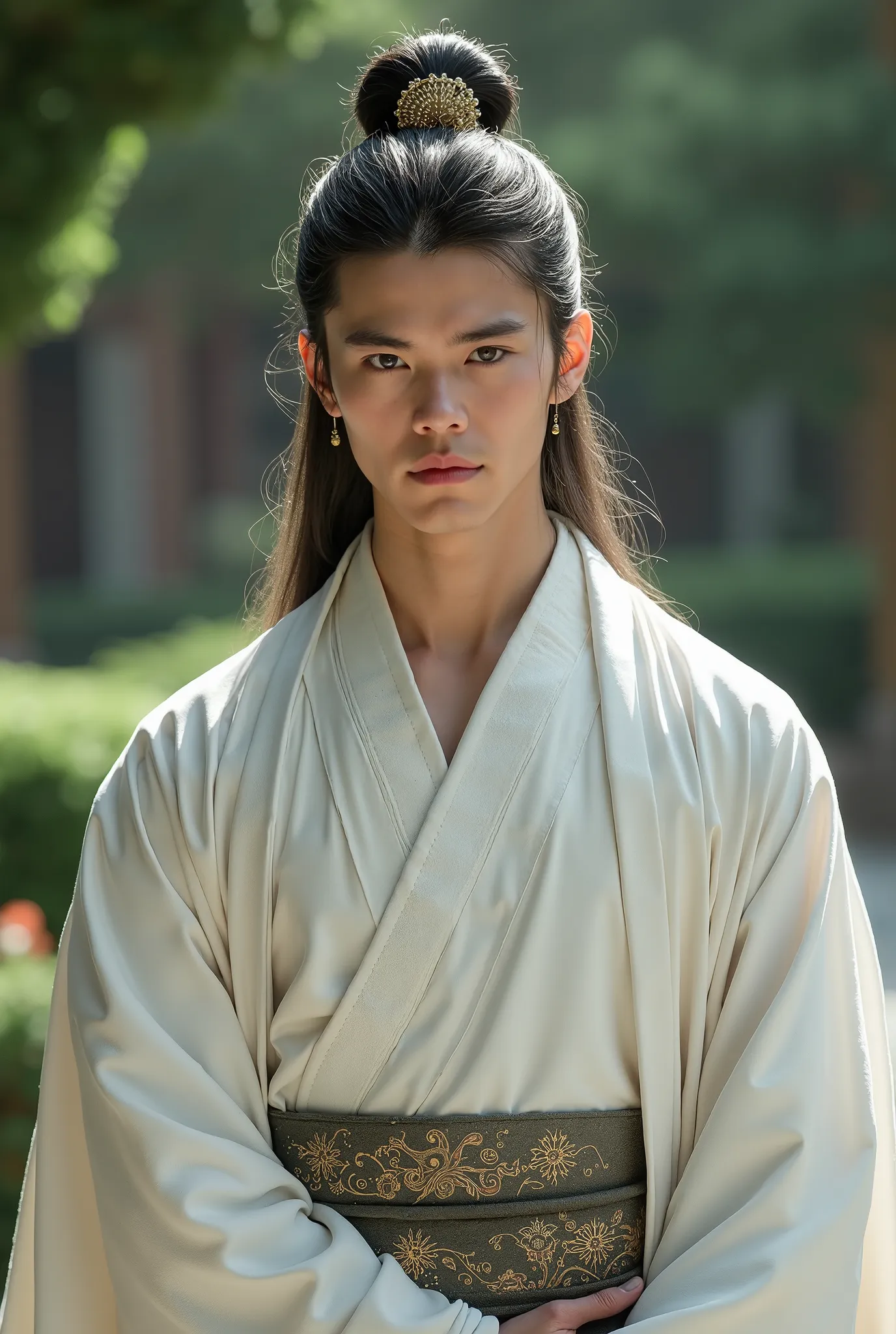 881 AD，A dynasty in ancient China had a handsome prince，The eldest princess's 18-year-old only ，is dressed in white，Evil， Strong eyes 