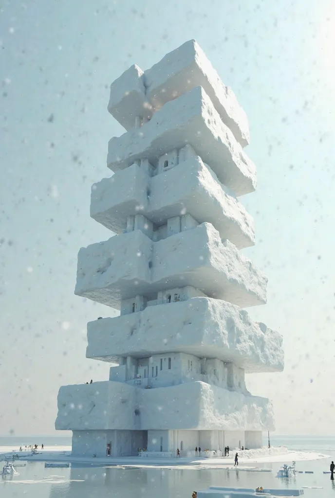 Using a “suspended crystal” structure, the，body consists of multiple irregular transparent geometric blocks stacked on top of each other，bottom of the dome with a top setting that can be opened and closed forms a “virtual space”，A building with an openable...