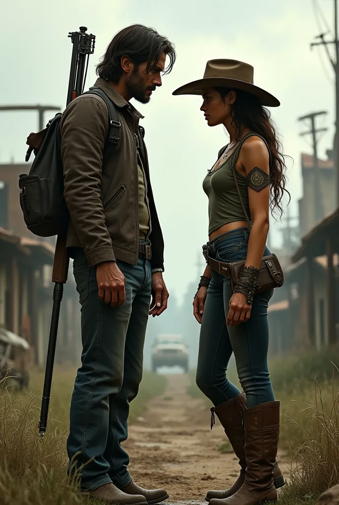 Daryl Dixon with a girl (She wear boots, cowboy hat)