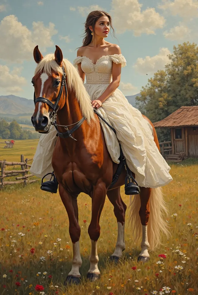  If  beautiful realist on horseback likes on the farm 