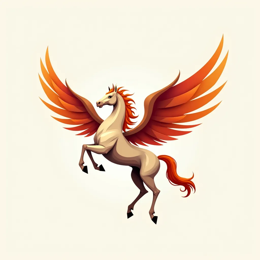 A simple logo of a Pegasus, a flying horse with the wings of a phoenix, and the name of the logo is Form Through Function. It should be a 2D vector logo