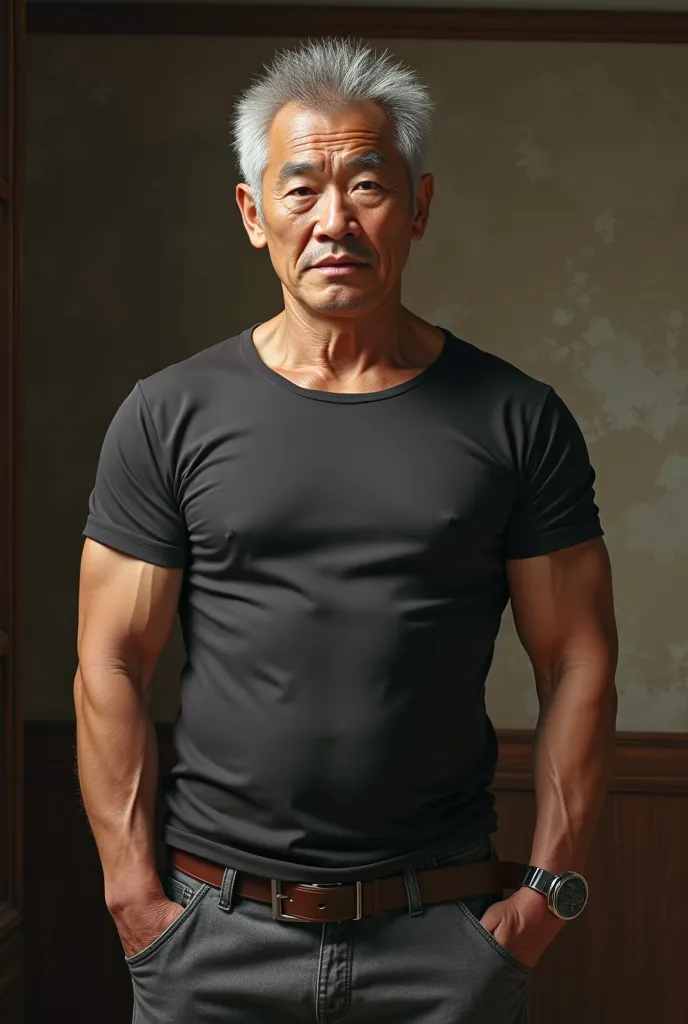 ((t-shirt)), ((masterpiece)), ( Detailed), a Japanese grandfather's sexy body, height of 1,60,  having sex,  with extremely small clothes that squeeze her huge breasts,  and your tiny vagina , 



