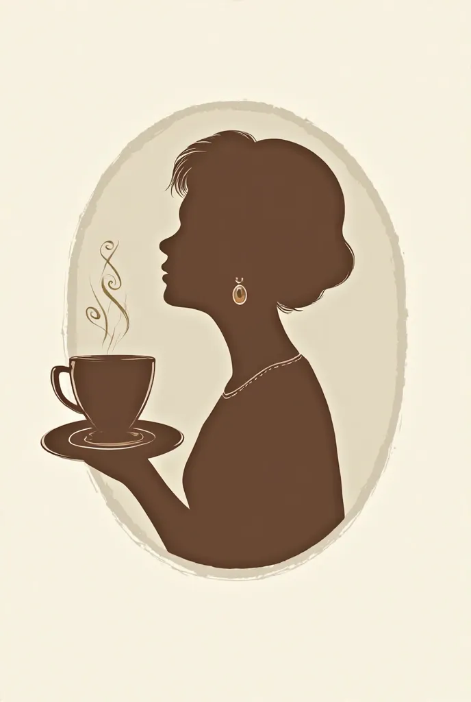 Logo of a silhouette of a grandmother with short hair selling coffee