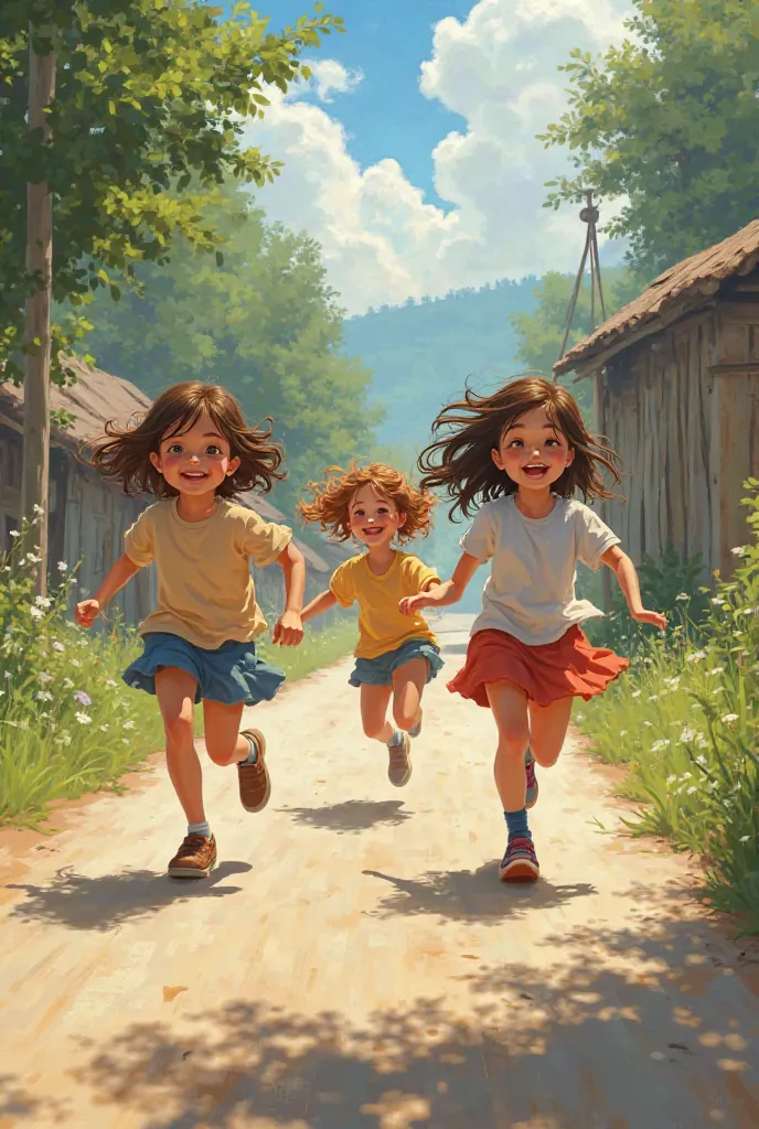 Girls running in road small