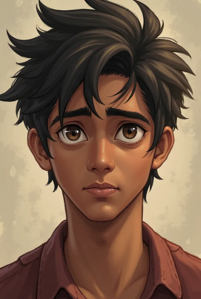 Arjun is a young man with a lean build, an expression that reflects determination, but also hints at the weight of responsibility on his shoulders. His hair is short, slightly messy, with dark brown eyes. His face is clean-shaven, and he often carries a we...