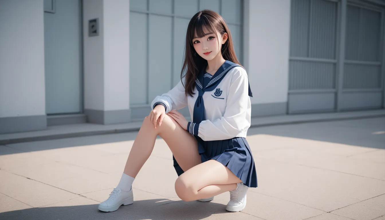 high school girl　full body　cute　4K　Precision　sailor suit