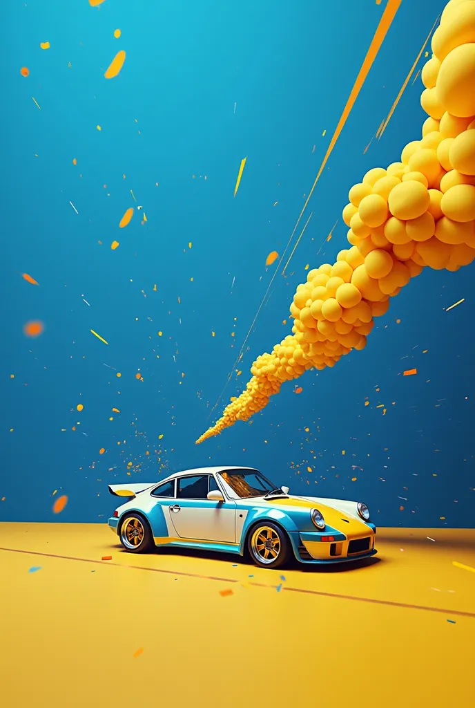 Image of a sales campaign with the name Março Turbo, In the footer of the top, No people on the screen,  with predominant colors blue and yellow 