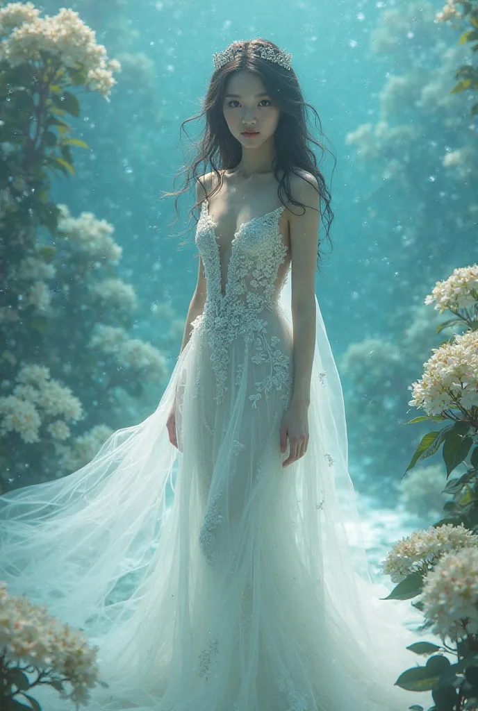 mermaid，wedding dress，Korean，curls，hydrangeas