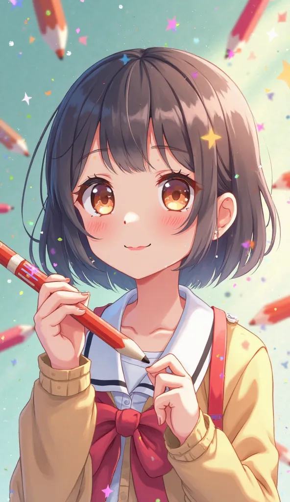 I name an anime girl with a pencil and its grades,