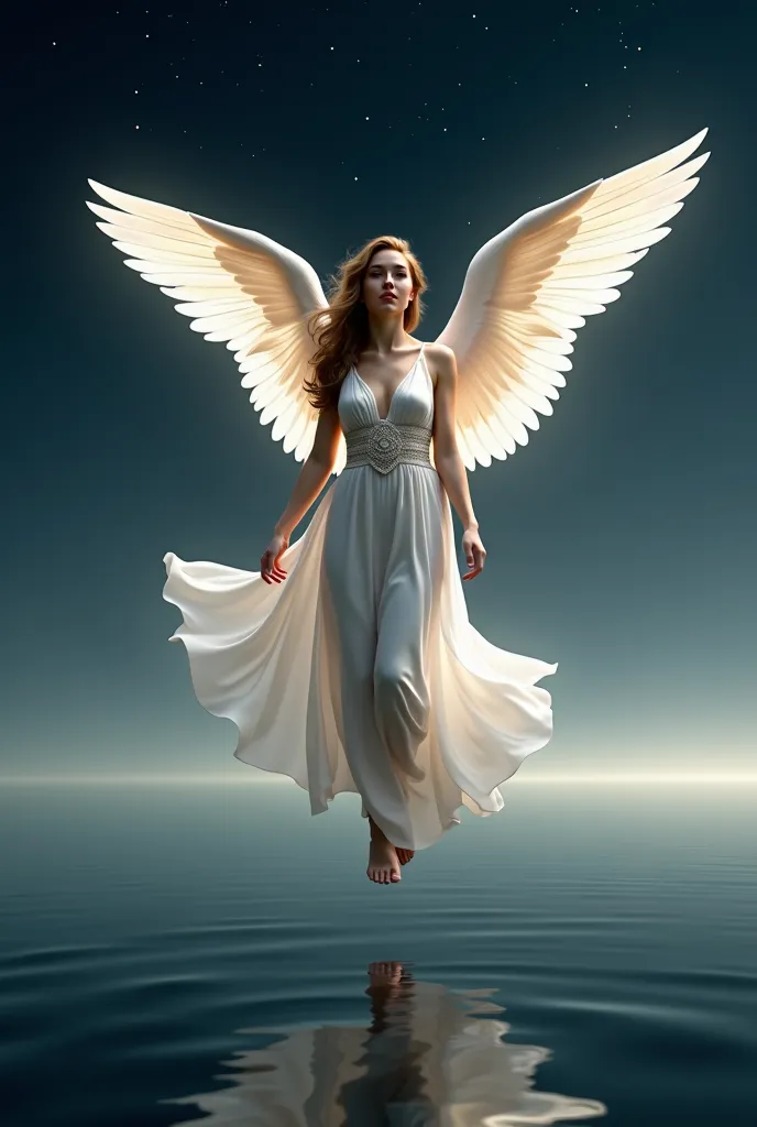    cute girl 、                    ANCIENT GREEK COSTUME   、            Angel Wings、Night sea