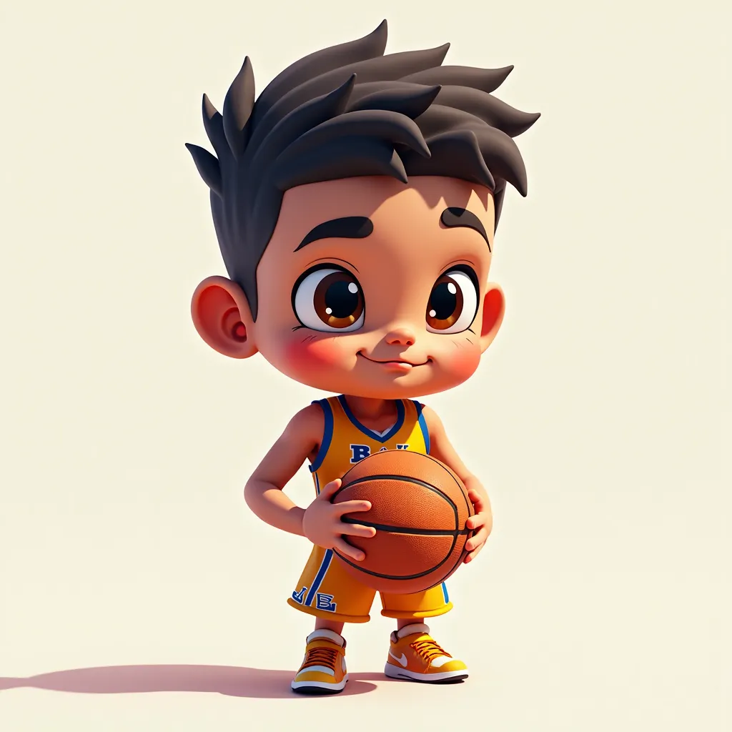 a high definition of male chibi basketball player holding a ball with a name BEU on the shirt. and the ball has a LOGO name of BBU.