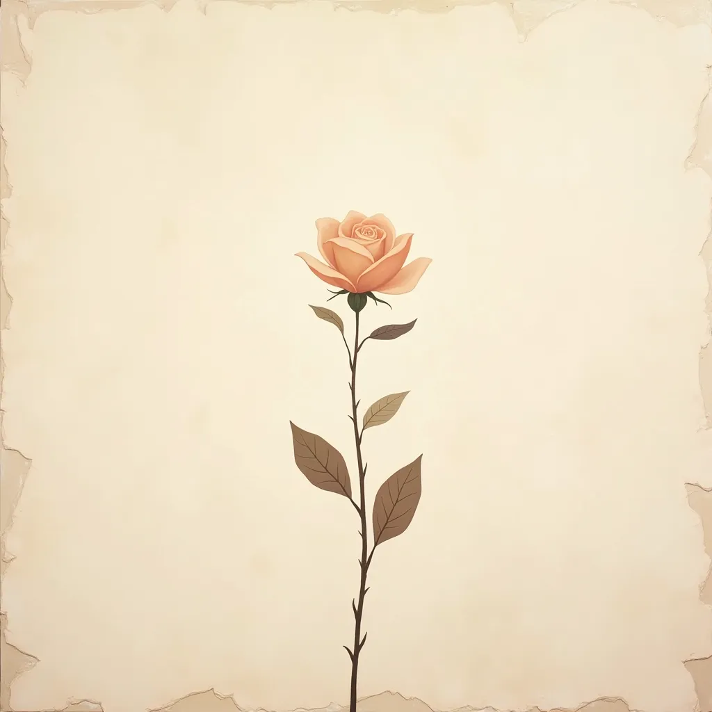  abstract painting、 Acrylic Painting 、Tall paint style、A slightly smaller rose flower stands in the middle、The rose flower is real、(rose flowers and background are light brown)、(rose flowers stand straight)、Two rose flowers stand side by side、There's nothi...