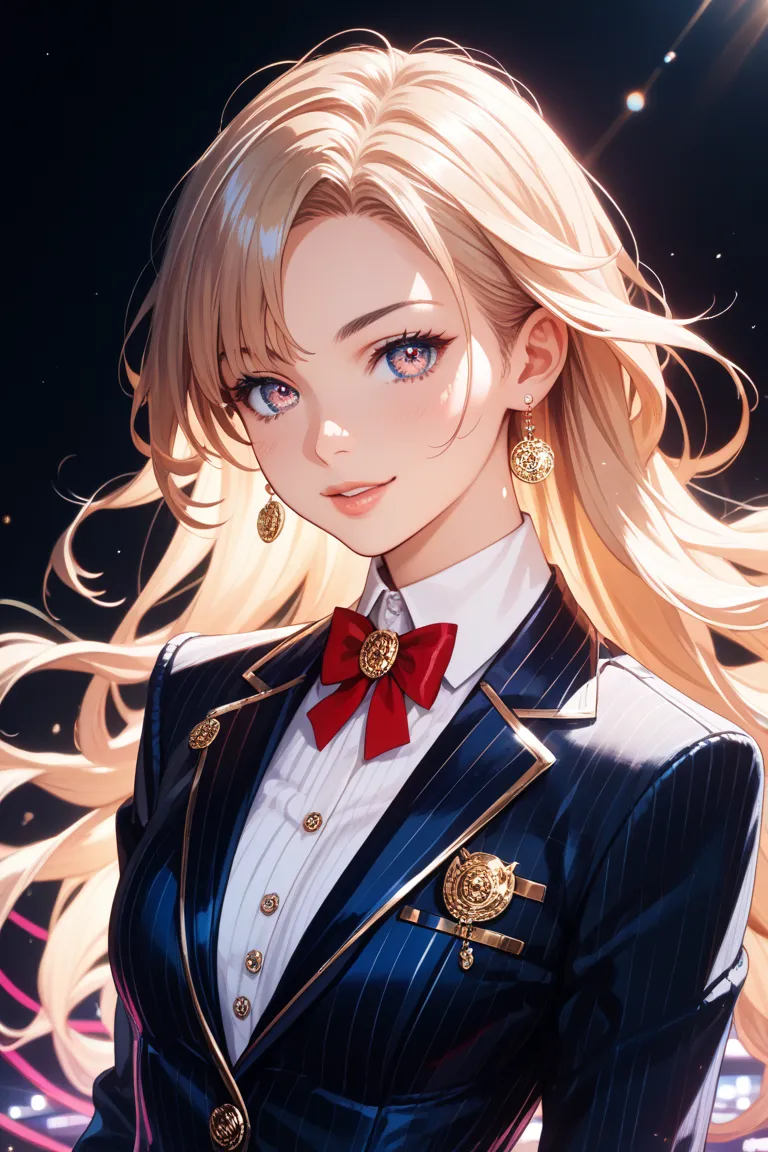 Illustration of a woman in a pantsuit。anime style。