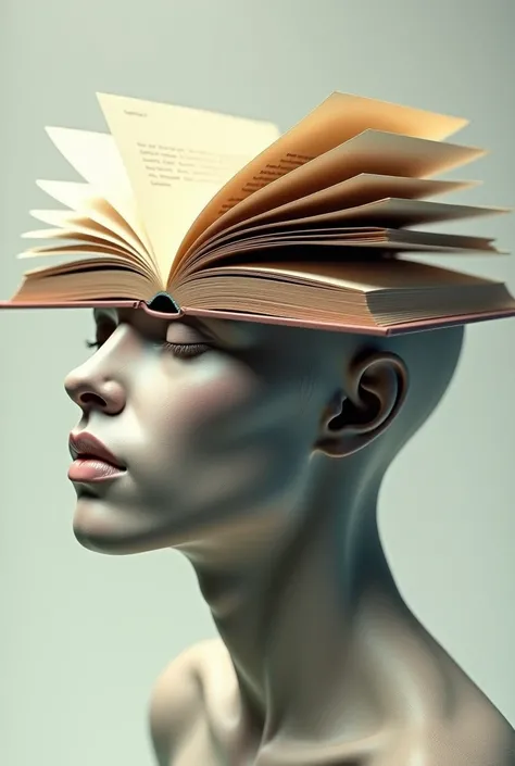 A human head opened in the center in the shape of an open book