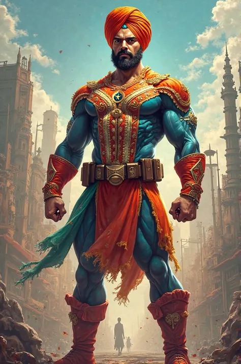 Create a image of captain Punjab from the reference of captain America