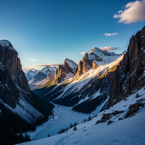 mountains, summer, sky, colorful, artistic, icicles, sensation,