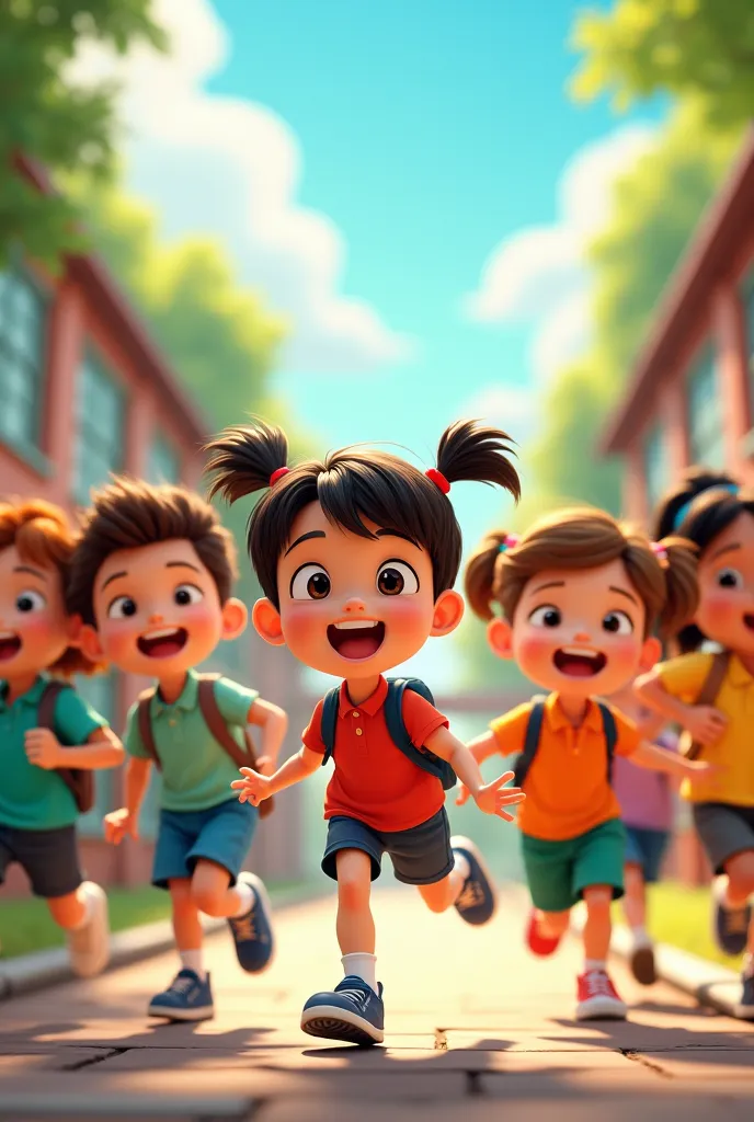 Cartoon images of schoolchildren