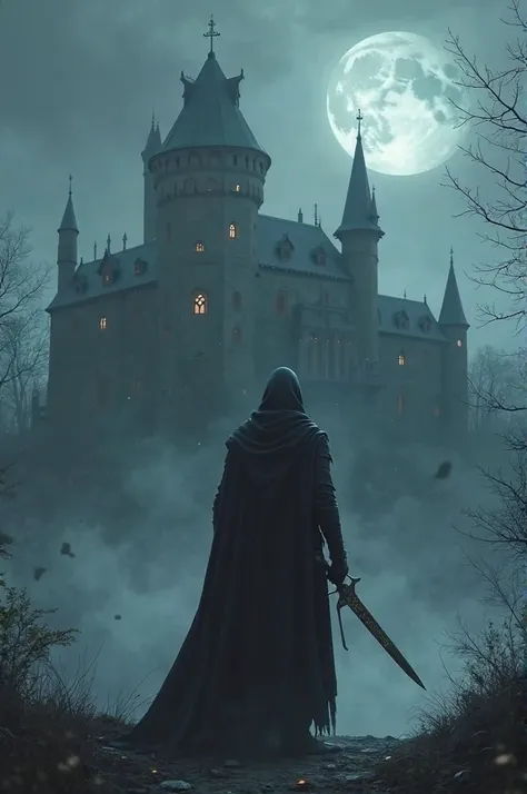 
Create a dark fantasy video showcasing a mysterious warrior standing guard in front of a haunted castle, surrounded by eerie fog and moonlight. Incorporate elements of magic, mythology, and mystery, with a focus on atmospheric visuals and intense music.