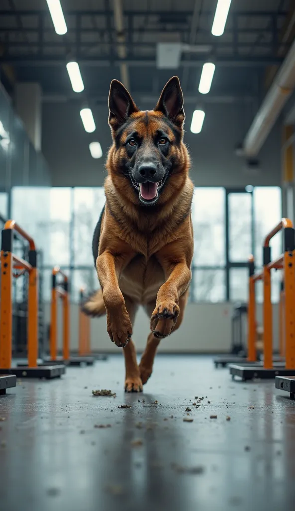 Dog exercising at the training gym