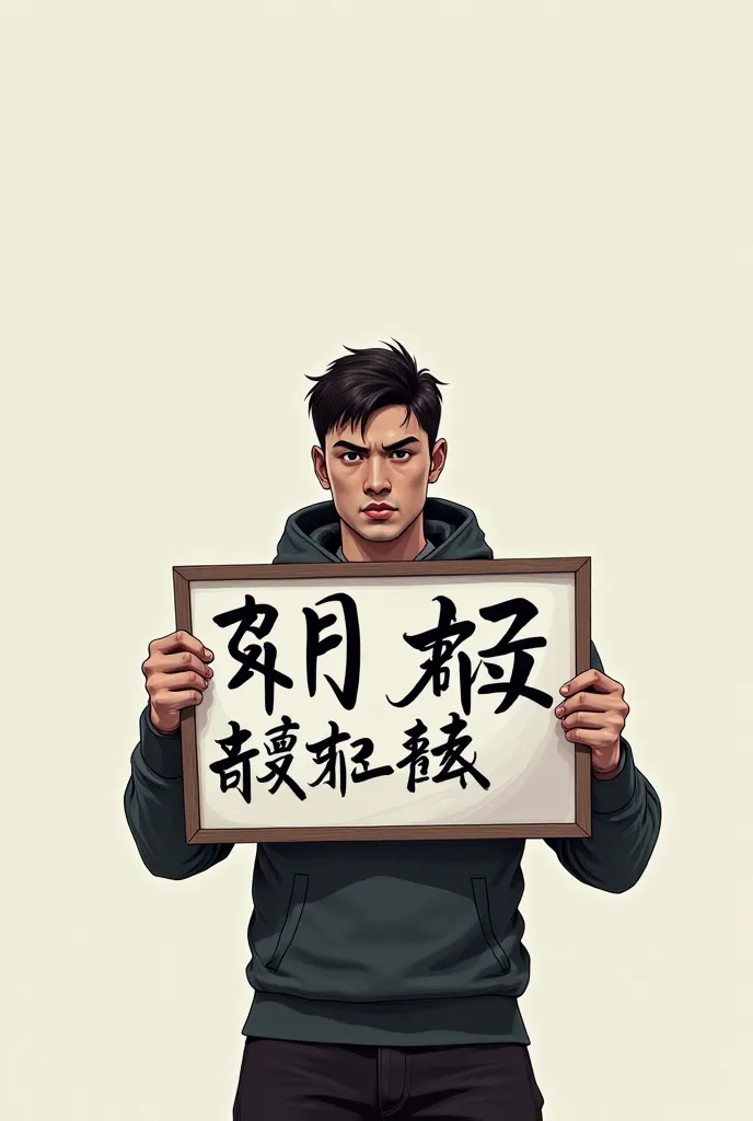 Txt2Img Make a picture of a person holding a sign that says Yu zhenhuan