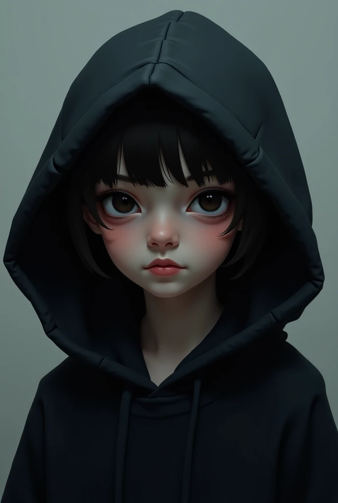 Illustration of girl cibi wearing black hodie 