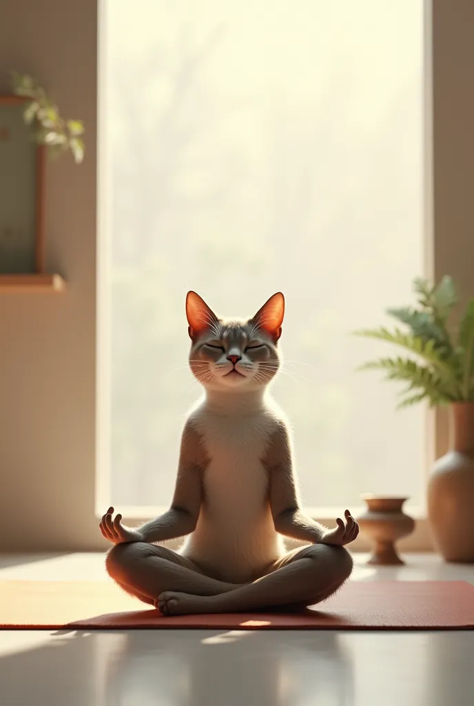 Cat practicing yoga