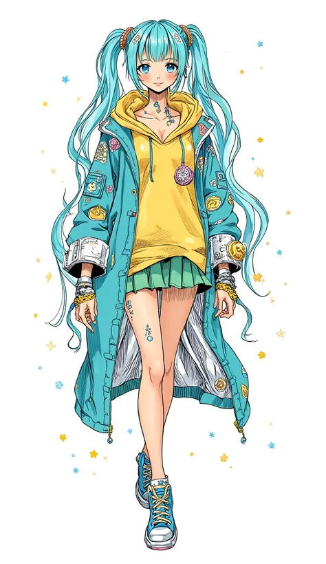 girl、background is stark white、on3pi3c3styl3、ground、pastel collar、Easy-to-read illustrations、detailed hands、 Details、Perfect piece、HIGH QUALITY、32K、Alone、alone、 perfect eyes、detailed eyes、beautiful faces、HIGH QUALITYな顔、(full body:1.8)、(Big Breasts:1.4)、car...