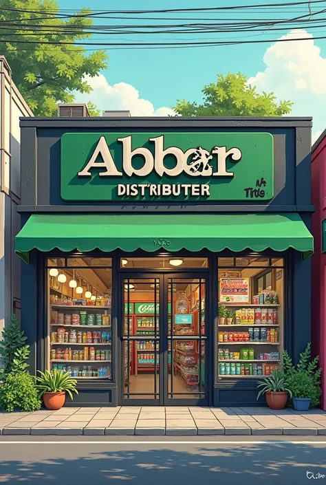 Convenience image with the name Abber distributor and convenience, Small neighborhood convenience with black and green color palette 