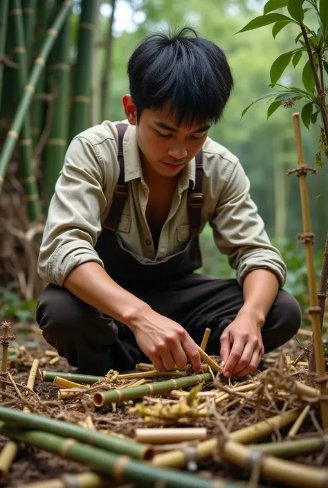 profession bamboo worker ( young man 