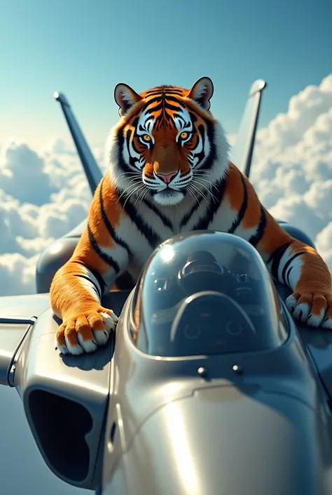 A tiger driving a plane