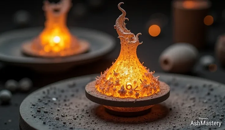 A skilled craftsman meticulously sculpts delicate, breathtaking artworks from oil lamp ash, showcasing intricate details and masterful creativity, with the keyword 'AshMastery' subtly embedded in the thumbnail