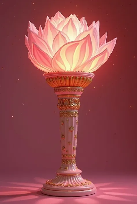 Create a lightstick for a poet girl group with the group name 4KMagic with the colors pastel pink, hot pink, cream, red, and gold. The concept is kingdom/ queens a Aquarius vase a force feild around the mic 