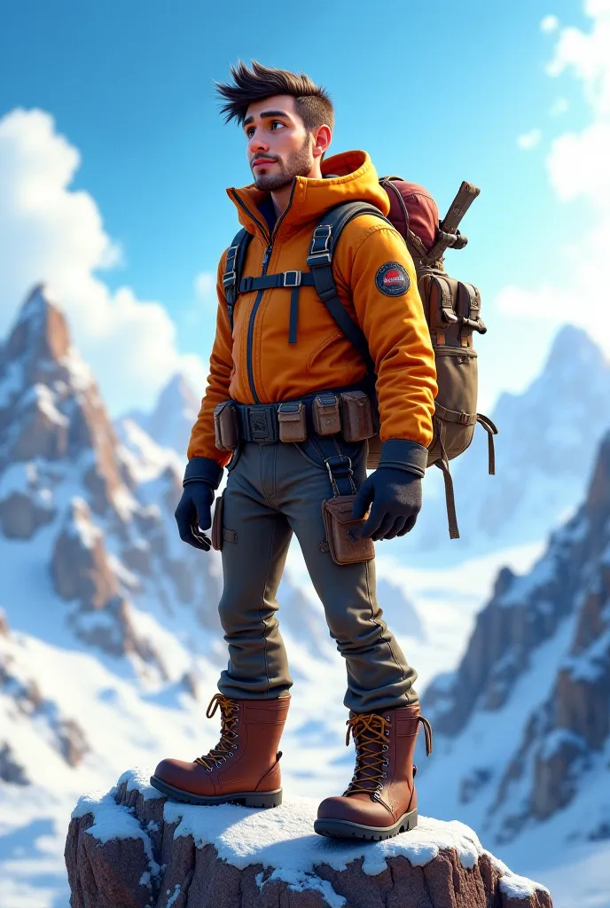 mountaineer animated into a character 