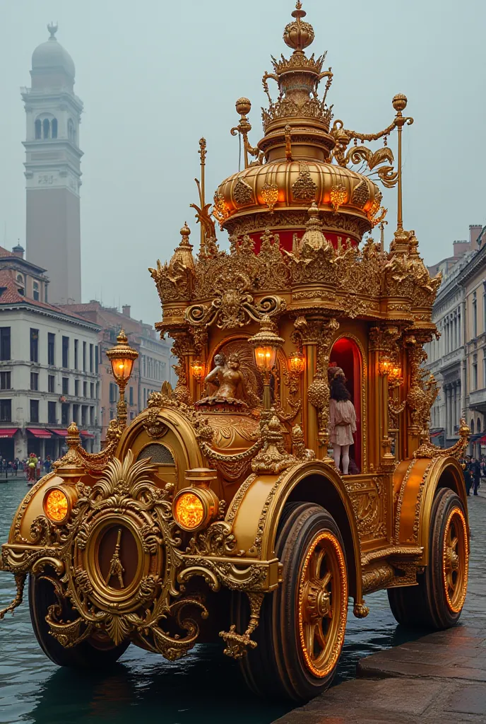 Very large and majestic multi-level allegorical chariot from the Venice Carnival whatever is enormous and majestic that it also works with the characters of: Golden Lady, The Queen of Mystery, The Goddess of the Night, The Empress of Love, The Enchantress ...