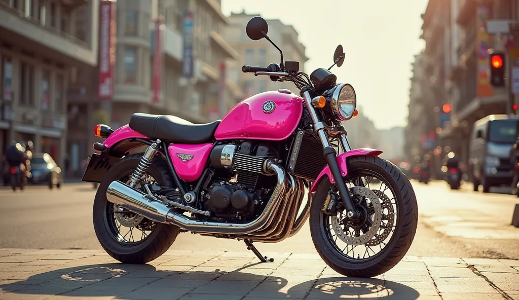 Moto guzzi v7 motorcycle in pink colors 