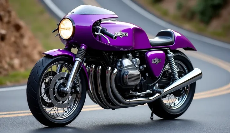 Moto guzzi v7 motorcycle in purple colour 