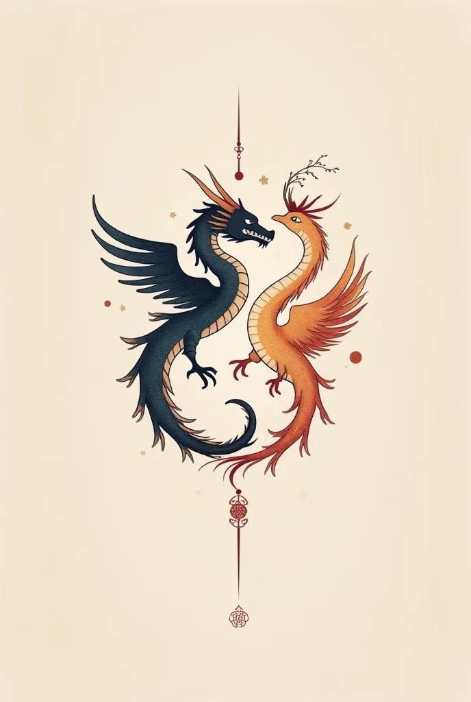 dragon and phoenix baby tattoo minimalist