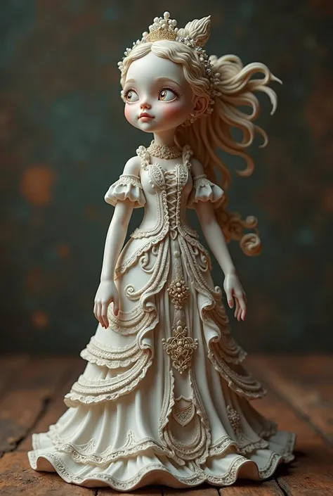 A figurine with an old costume inspired by a current costume 