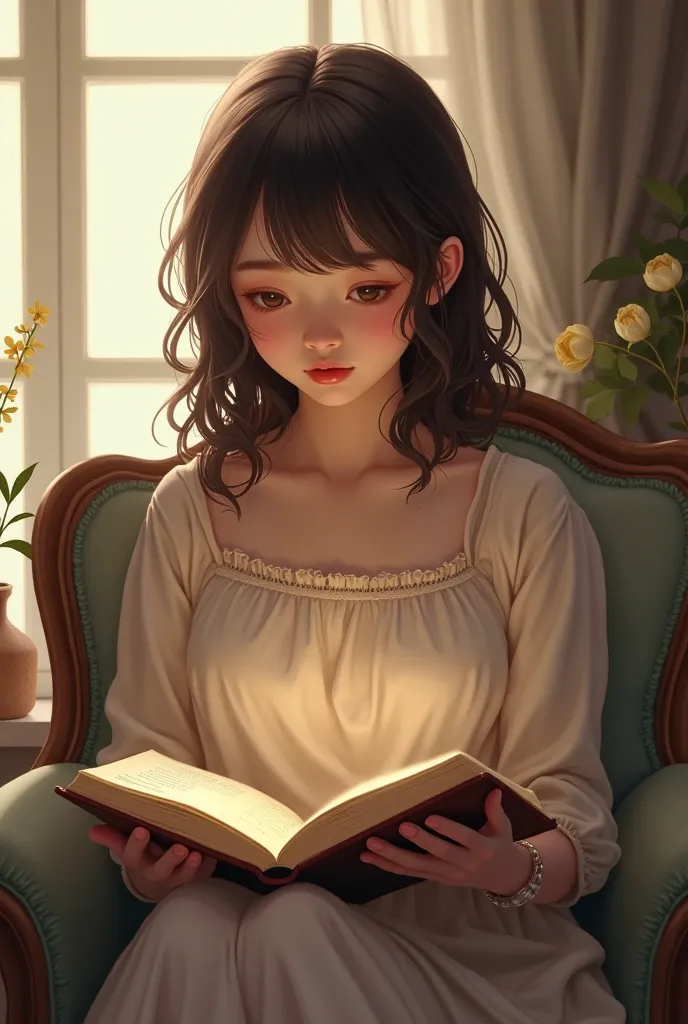 a cute girl reading a book