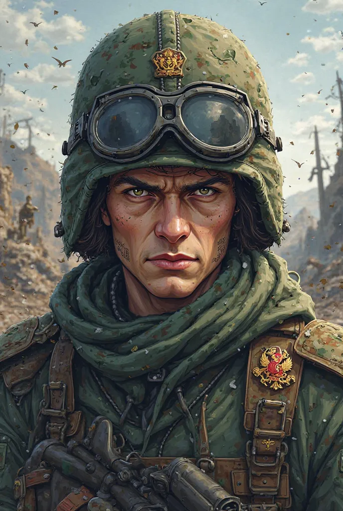 Men,Russian ry helmet, Russian soldier, anime character 