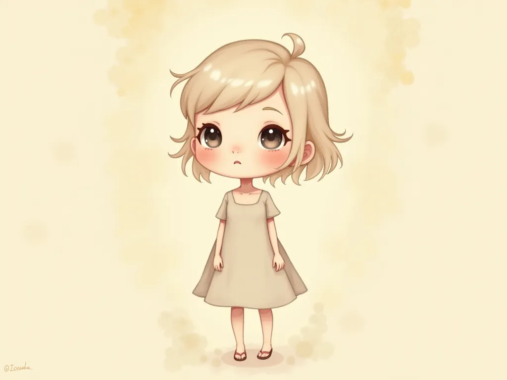  pale color 、 Watercolor painting ,2.,#、  One girl,Cute、Soft color solutions、warm, antique colors