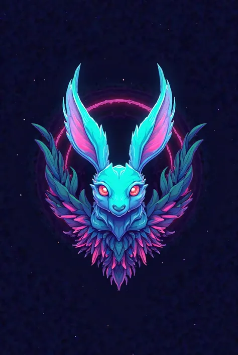 "A futuristic and surreal logo featuring an upside-down animal world. The design should include a creative and eye-catching emblem, combining elements of nature with a flipped perspective. Use vibrant yet mysterious colors like neon blues, purples, and gre...