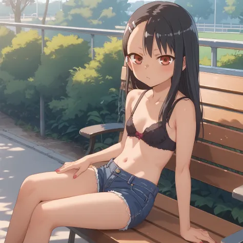 Hayase Nagatoro,lolicon,alone,  denim shorts, black bra 