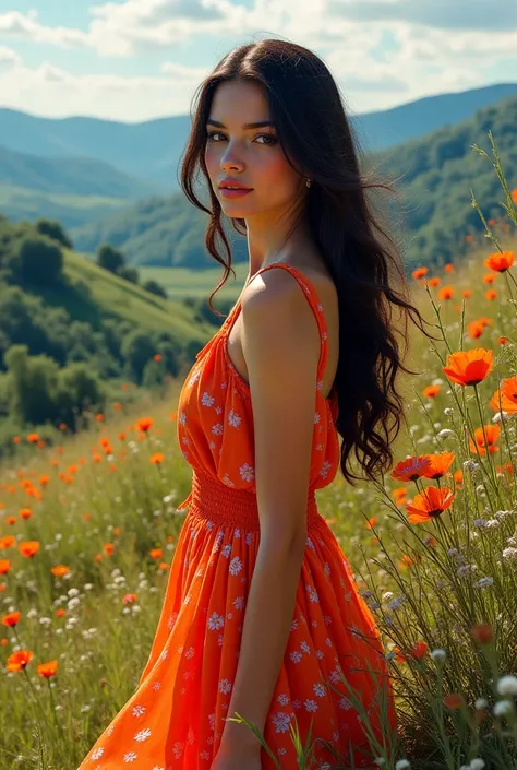  Beautiful italian lady in an beautiful landscape of Umbrië, Style Flora Bowley and Vincent van Gogh,8k, dynamic lighting, ultra detailed. Oil painting

