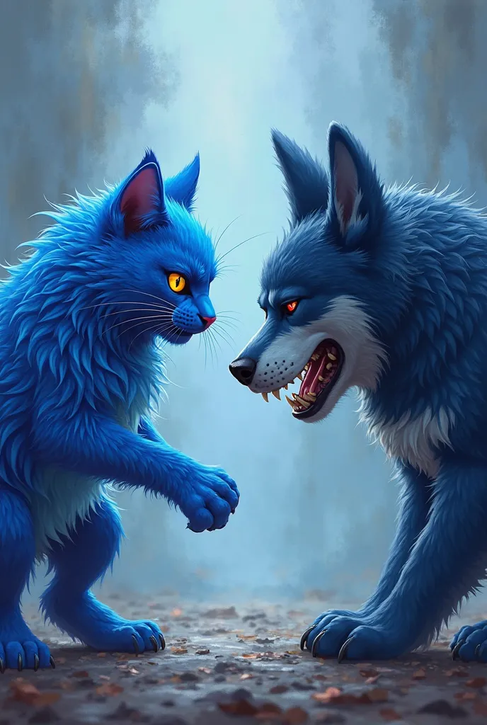 Blue cat and blue dog angry video